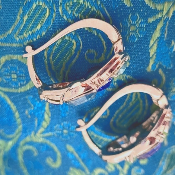 Sapphire Crystal Hoop Earrings - Picture 4 of 7